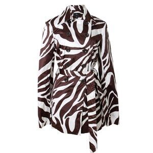 iz Byer California Vintage Brown and White Animal Print Coat L